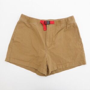 Topo Designs Mountain Shorts Womens Medium Khaki Tan Cotton Stretch Belted